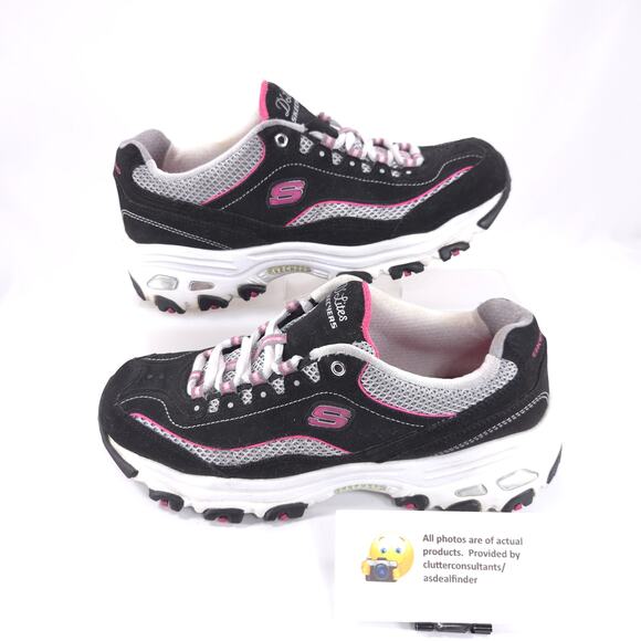 Skechers DLites Athletic Running Lace Up Shoe Womens Size 6.5 11617 Black White - Picture 5 of 9